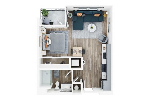 Floor plan for studio, 1 bath, 517 sqft